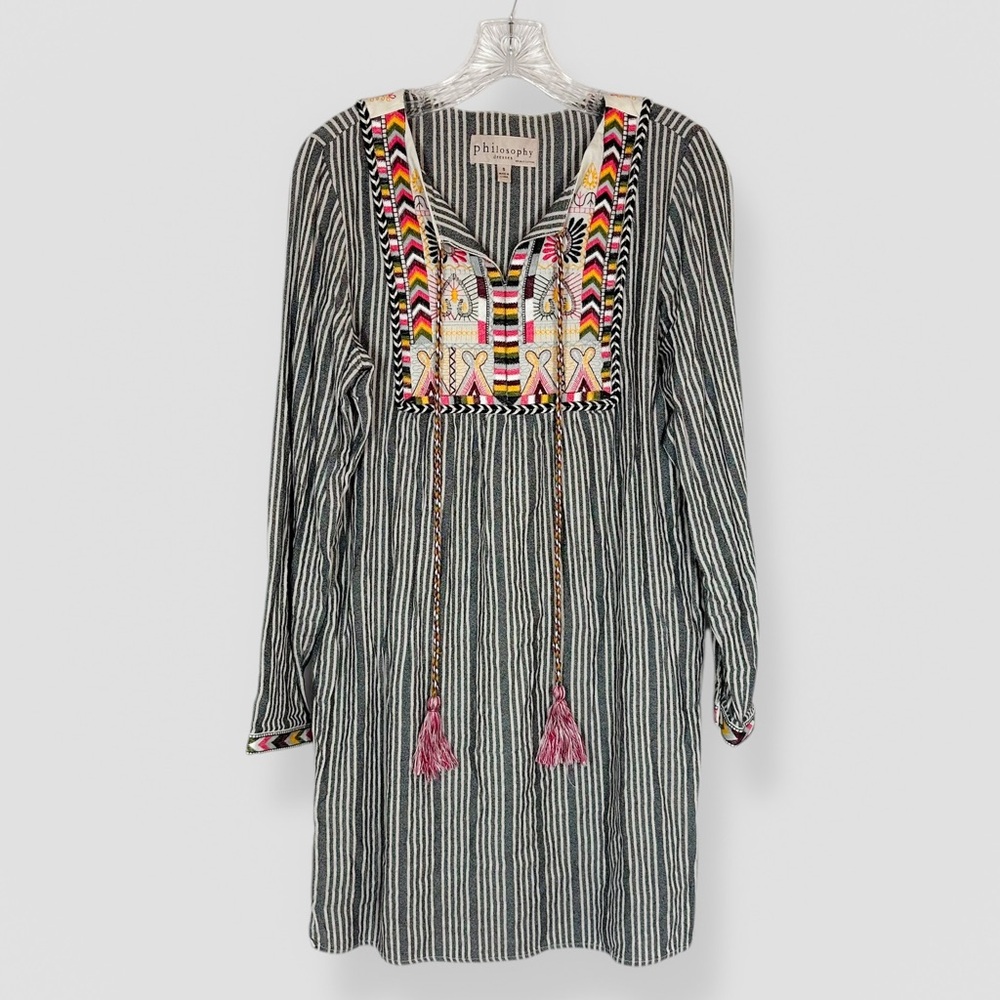 Philosophy Boho Dress Size Small Embroidered Aztec Color Casual Summer Vacation